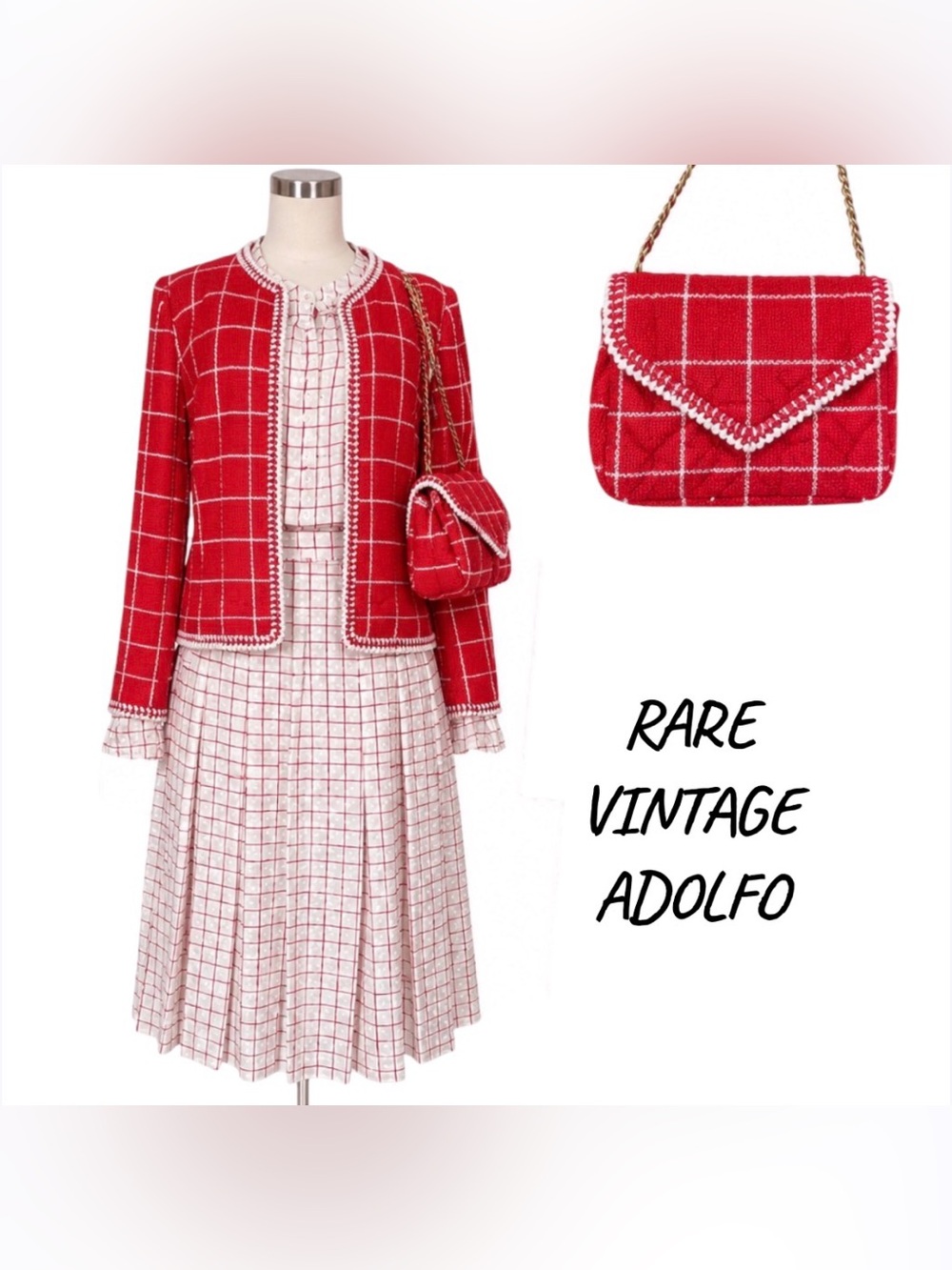 **RARE FIND** NWT SIZE 4 ADOLFO AT SAKS VINTAGE SET MATCHING HANDBAG